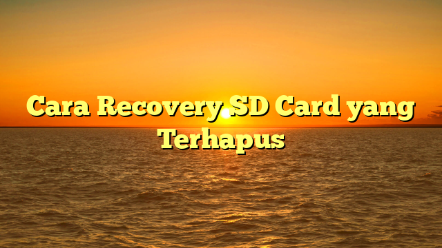Cara Recovery SD Card yang Terhapus